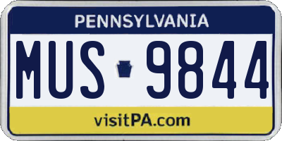 PA license plate MUS9844
