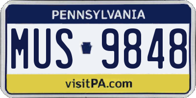 PA license plate MUS9848