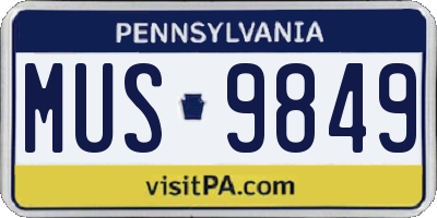 PA license plate MUS9849
