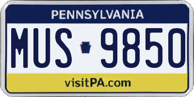 PA license plate MUS9850