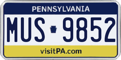 PA license plate MUS9852