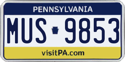 PA license plate MUS9853