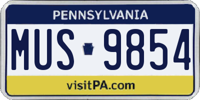 PA license plate MUS9854