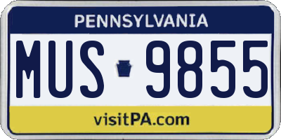 PA license plate MUS9855