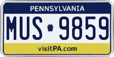 PA license plate MUS9859