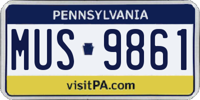 PA license plate MUS9861