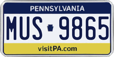 PA license plate MUS9865