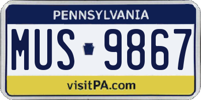 PA license plate MUS9867