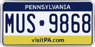 PA license plate MUS9868