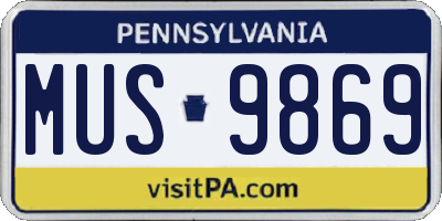PA license plate MUS9869