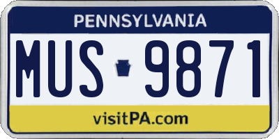 PA license plate MUS9871