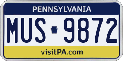 PA license plate MUS9872