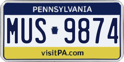 PA license plate MUS9874