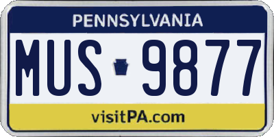 PA license plate MUS9877