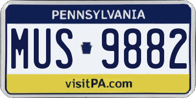 PA license plate MUS9882