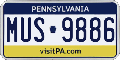 PA license plate MUS9886