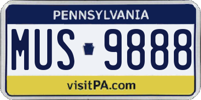 PA license plate MUS9888