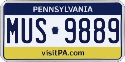 PA license plate MUS9889