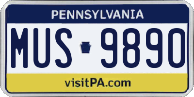 PA license plate MUS9890