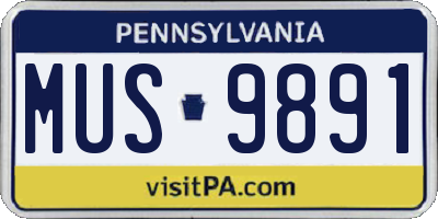 PA license plate MUS9891
