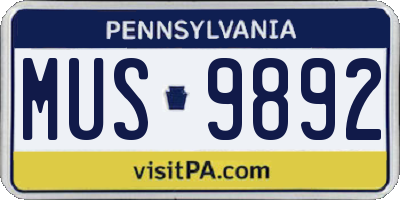 PA license plate MUS9892