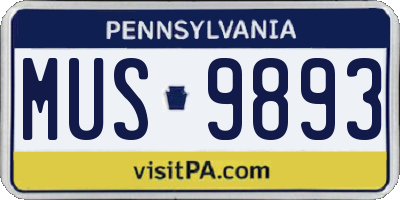 PA license plate MUS9893