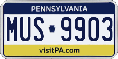 PA license plate MUS9903
