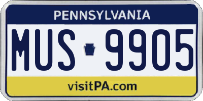 PA license plate MUS9905