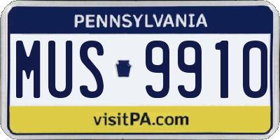 PA license plate MUS9910