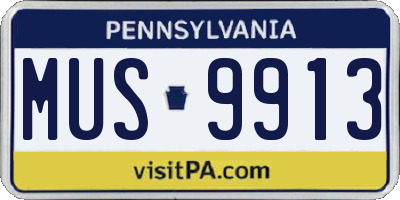 PA license plate MUS9913