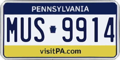 PA license plate MUS9914