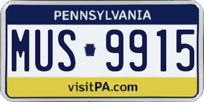 PA license plate MUS9915