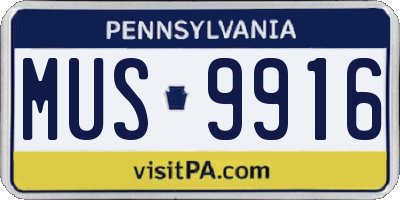 PA license plate MUS9916