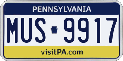 PA license plate MUS9917