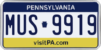 PA license plate MUS9919