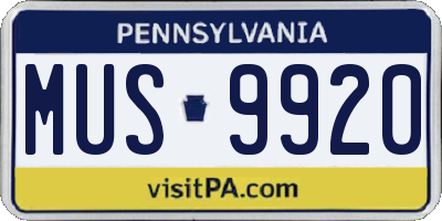 PA license plate MUS9920