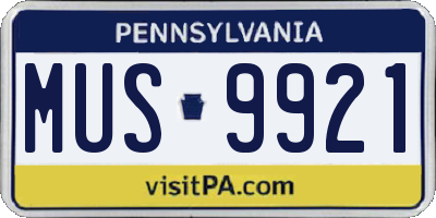 PA license plate MUS9921