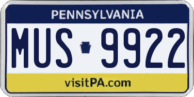 PA license plate MUS9922