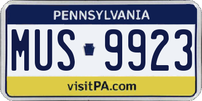 PA license plate MUS9923