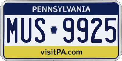 PA license plate MUS9925