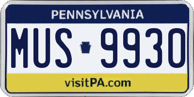 PA license plate MUS9930
