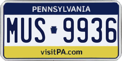 PA license plate MUS9936