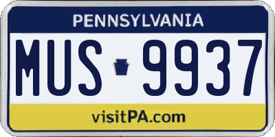 PA license plate MUS9937