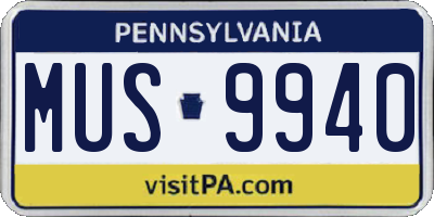 PA license plate MUS9940