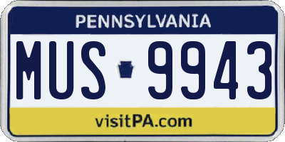 PA license plate MUS9943
