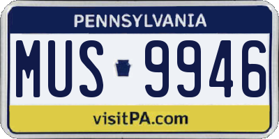 PA license plate MUS9946