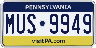 PA license plate MUS9949