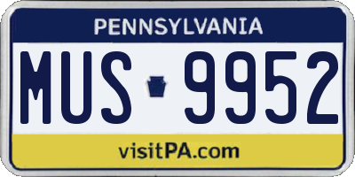 PA license plate MUS9952