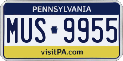 PA license plate MUS9955