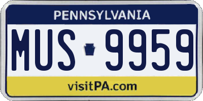 PA license plate MUS9959